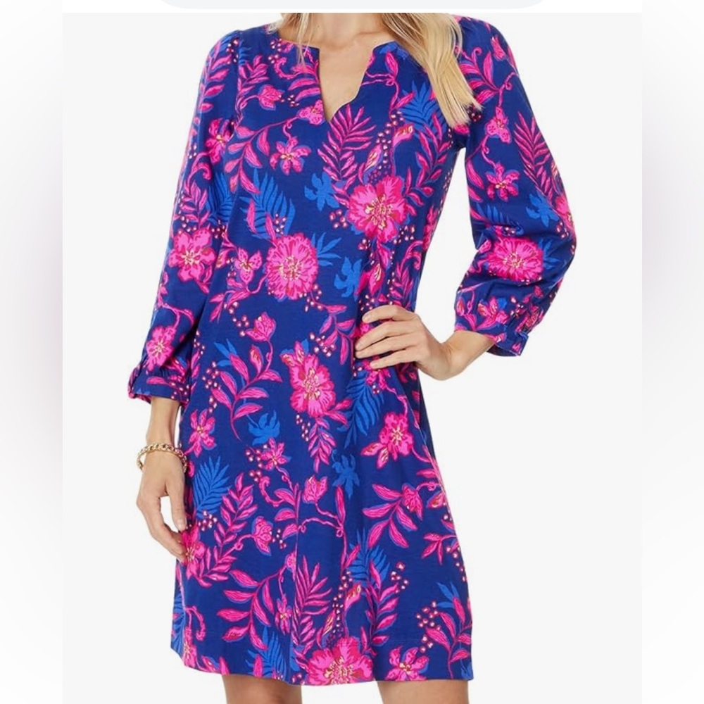 Lilly Pulitzer Cath 3/4 Sleeve Dress M NWT Never Ending Summer 100% cotton
